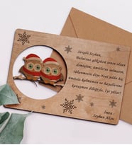 BK Gift Kişiye Özel Retro Ahşap Yılbaşı Tebrik Kartı  6