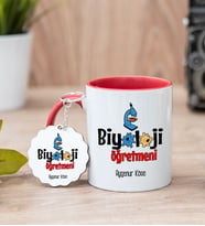 Biyoloji Öğretmeni Kırmızı Kupa Bardak Ve Anahtarlık Set