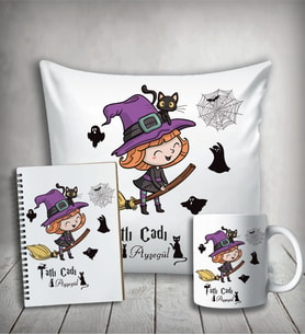 Kişiye Özel Tatlı Cadı Yastık & Kupa & Defter