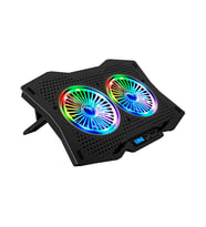 Rampage AD-RC9 TORNADO Siyah 115 -115 -15mm (2 adet)Fanlı 10-18 RGB Işıklı Notebook Soğutucu Stand