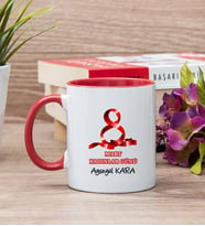 Kadınlar Günü Hediyesi Kırmızı Kupa Bardak - 2