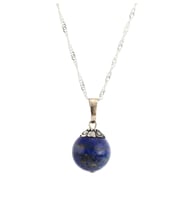 Küre Modeli Doğal Lapis Lazuli Taşı Doğal Taş Kolye (Zincir Dahil) (STD)