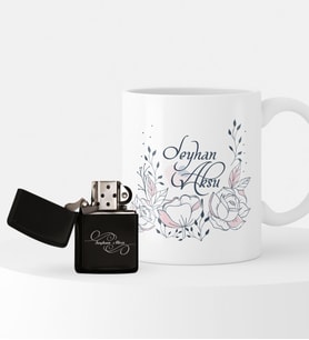 BK Gift Kişiye Özel Sevgililer Günü Temalı Çakmak ve Kupa Seti - 95