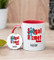 Sosyal Hizmet Uzmanı Kırmızı Kupa Bardak Ve Anahtarlık Set