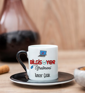 Bilgisayar Öğretmeni Siyah Türk Kahvesi Fincanı