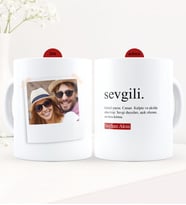 BK Gift Kişiye Özel Fotoğraflı Sevgili Anlamı Beyaz Kupa Bardak - 2