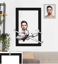 Kişiye Özel Pilot Karikatürlü 3D Ahşap Tablo 30x47 Bay-1