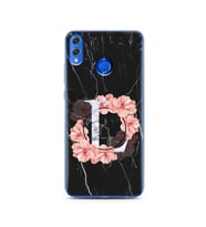 Mermer Çiçekli Harf Tasarım Süper Şeffaf Silikon Telefon Kılıfı Huawei Honor 8X 