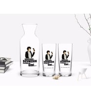BK Gift Kişiye Özel Renkli Baskılı Hangimiz Sevmedik Çılgınlar Gibi Tasarımlı İkili Rakı Bardağı ve Karaf Hediye Seti-8 (Model 1)