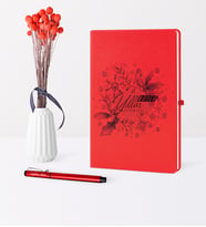 BK Gift Kişiye Özel Yılbaşı Mutlu Yıllar Temalı Kırmızı Defter Kalem Seti - 12