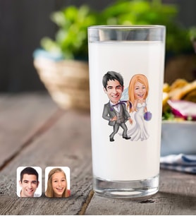 BK Gift Kişiye Özel Evleniyoruz Karikatürlü Rakı Bardağı-6 (Beyaz)
