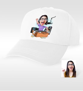 BK Gift Kişiye Özel Bayan Radyocu Karikatür Beyaz Şapka  1