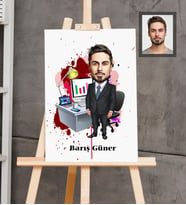 Kişiye Özel İş Adamı Karikatürlü  Ahşap Tablo 30x47 Bay-26