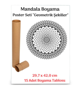 Mandala Poster Tablosu Geometrik Şekiller 15 Adet (30 cm x42 cm)