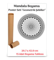 Mandala Poster Tablosu Geometrik Şekiller 15 Adet (30 cm x42 cm)