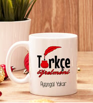Türkçe Öğretmenine Hediye Beyaz Kupa Bardak