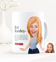 BK Gift Kişiye Özel Kız Kardeş Karikatürlü Beyaz Kupa Bardak - 4