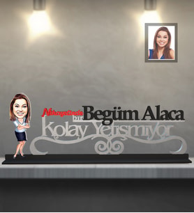 Kişiye Özel Patron Karikatürlü Kolay Yetişmiyor Ahşap Biblo Bayan-5