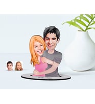 BK Gift Kişiye Özel Sevgililer Karikatürlü Ahşap Biblo Model-86 (Beyaz)