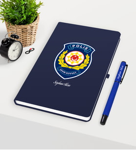 BK Gift Kişiye Özel Polis Çevik Kuvvet Temalı Lacivert Defter Kalem Seti