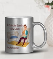 BK Gift Kişiye Özel Babalar Günü Temalı Gümüş Yaldızlı Kupa Bardak 20424