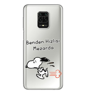 Snoopy Tasarımlı Süper Şeffaf Silikon Telefon Kılıfı Xiomai Redmi Note 9 Pro - N