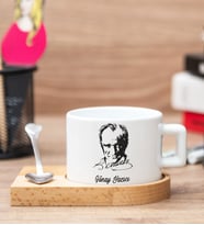 Atatürk Siluetli İsme Özel Ahşap Altlıklı Fincan