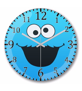 Cookie Monster Kurabiye Canavarı  Duvar Saati Bombeli Gercek Cam