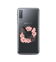 Pembe Çiçekli Harf Tasarım Süper Şeffaf Silikon Telefon Kılıfı Samsung A7 (2018)