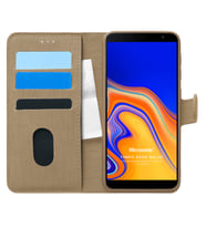 Microsonic Samsung Galaxy J4 Plus Kılıf Fabric Book Wallet Gold
