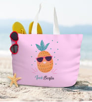 BK Gift Kişiye Özel İsimli Pudra Pembe Fermuarlı Plaj Çantası-3