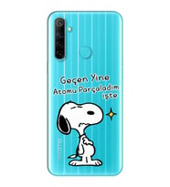 Snoopy Tasarımlı Süper Şeffaf Silikon Telefon Kılıfı Oppo Realmi 6i