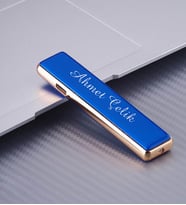 Kişiye Özel Elektronik Dokunmatik Alevsiz Şarjlı Blue Çakmak