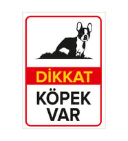 MIGNATIS - Dikkat Köpek Var Levhası / Boston Terrier - Sac Malzeme 50x70cm