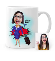 BK Gift Kişiye Özel Hostes Karikatür Beyaz Kupa Bardak  2