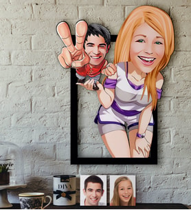 BK Gift Kişiye Özel Sevgililer Karikatürlü 3D Ahşap Tablo-30