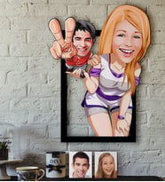 BK Gift Kişiye Özel Sevgililer Karikatürlü 3D Ahşap Tablo-30