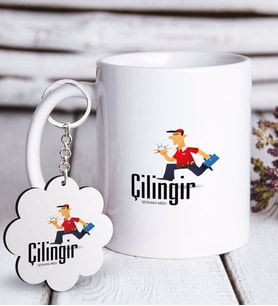 BK Gift Kişiye Özel Mesleki Çilingir Beyaz Kupa ve Anahtarlık Hediye Seti (Model 1)