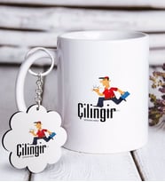 BK Gift Kişiye Özel Mesleki Çilingir Beyaz Kupa ve Anahtarlık Hediye Seti (Model 1)