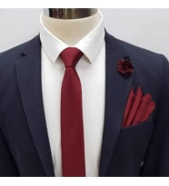 Brianze Bordo Kravat Mendil Yaka Çiçeği Set KMD-4