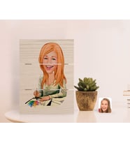 BK Gift Kişiye Özel Kadın Grafik Tasarımcı Karikatürlü Otantik Masaüstü Ahşap Palet Çerçeve-1 (Beyaz)