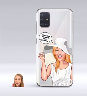 BK Gift Kişiye Özel Bayan Kolay Yetişmiyor Karikatürlü Samsung Galaxy A51 İnce Şeffaf Silikon Telefon Kapağı-6 (Beyaz)