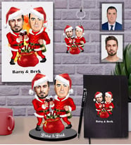 Kişiye Özel Yılbaşı Arkadaş Karikatürlü 5 li Hediye Seti Model-1