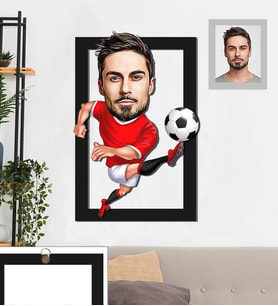 Kişiye Özel Futbolcu Karikatürlü 3D Ahşap Tablo 30x47 Bay-3