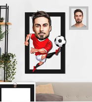 Kişiye Özel Futbolcu Karikatürlü 3D Ahşap Tablo 30x47 Bay-3