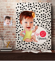 BK Gift Kişiye Özel Bebek Yaş Karikatürlü Kanvas Tablo 50x70cm-1
