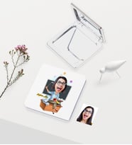 BK Gift Kişiye Özel Bayan Öğretmen Temalı Karikatürlü Deri Ayna - 2
