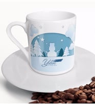 BK Gift Kişiye Özel İsimli Yılbaşı Mutlu Yıllar Türk Kahvesi Fincanı-22 (Beyaz)