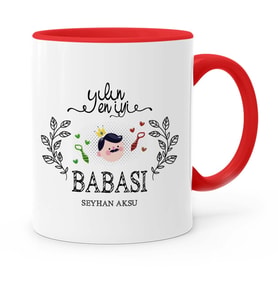 BK Gift Kişiye Özel Yılın En İyi Babası Kırmızı Kupa Bardak  1