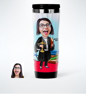 BK Gift Kişiye Özel Bayan Avukat Karikatürlü Çelik Termos Bardak  2
